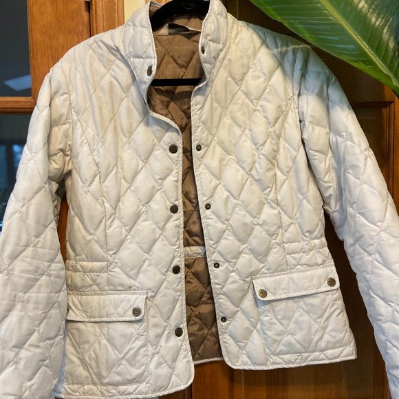 Eddie Bauer Jackets & Blazers - Quilted ivory Eddie Bauer Light Weight Puff feather down Coat, size M
